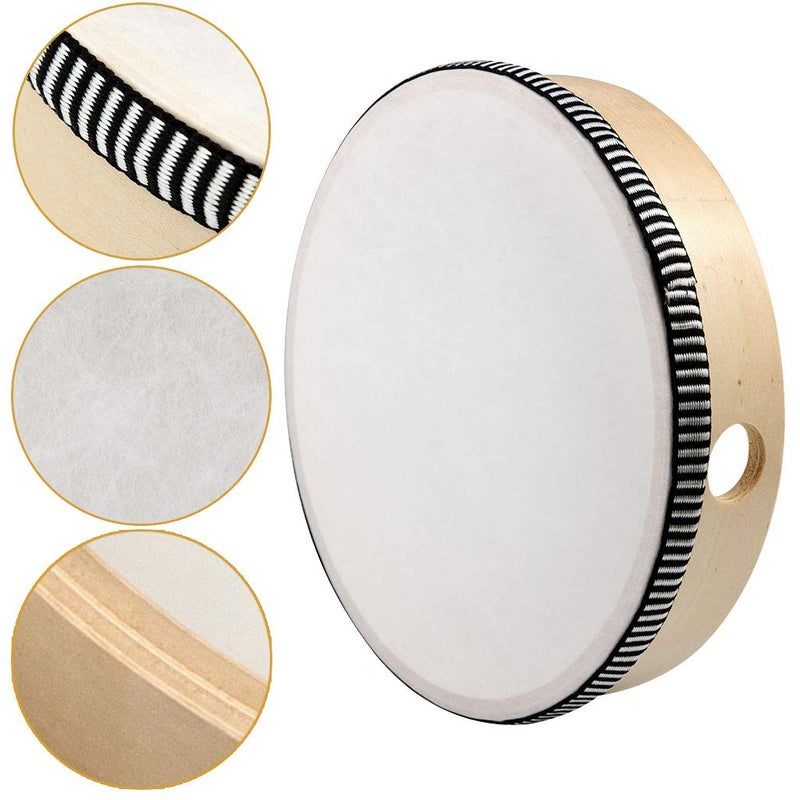 Nydotd 2-Piece Hand Drum Set - 10 Inch & 8 Inch Wooden Frame Drum Percussion Instruments with 2 Drum Beatters for Adult Leisure & Festive Musical Performances - Image 3